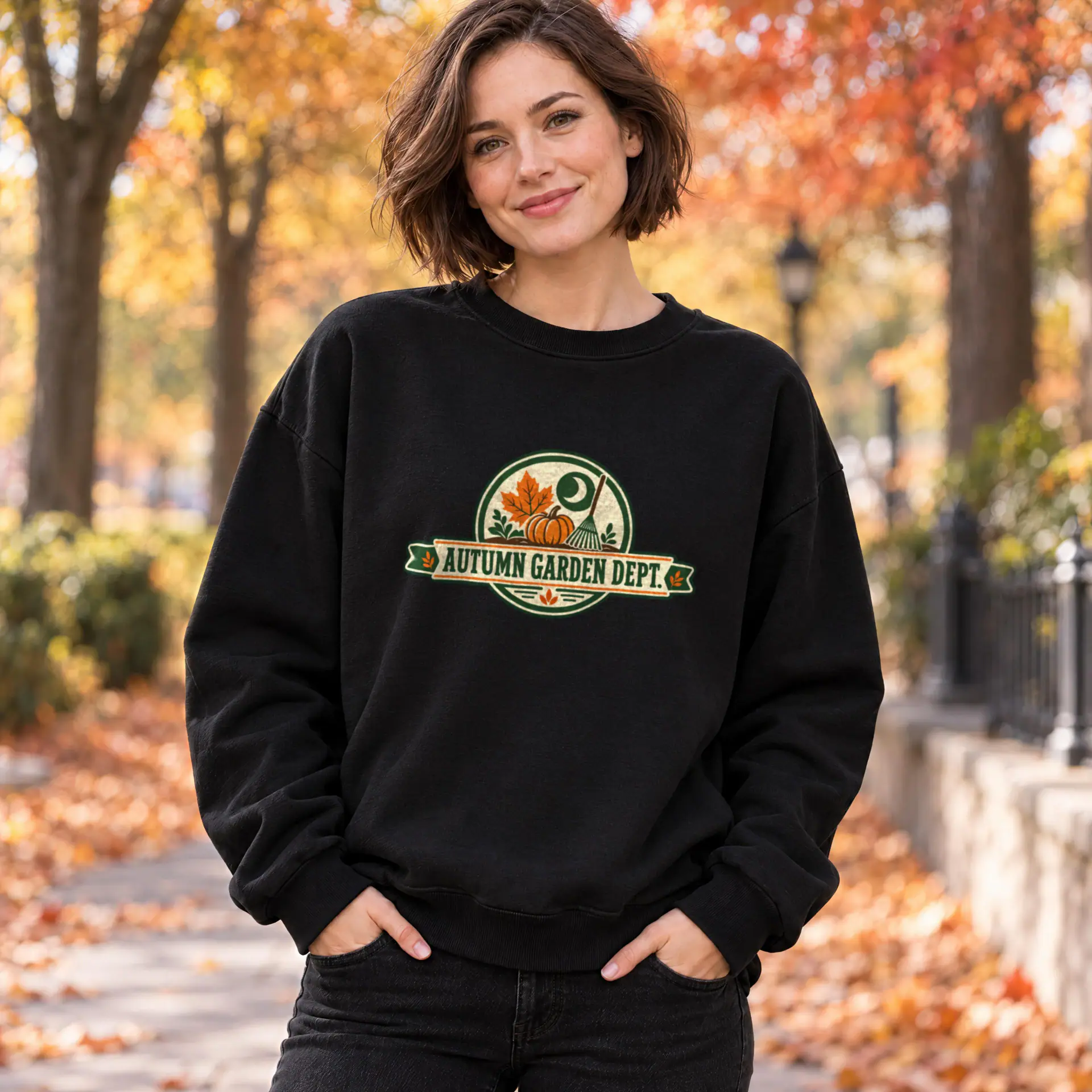 Autumn Garden Dept. Crewneck in black — view 4