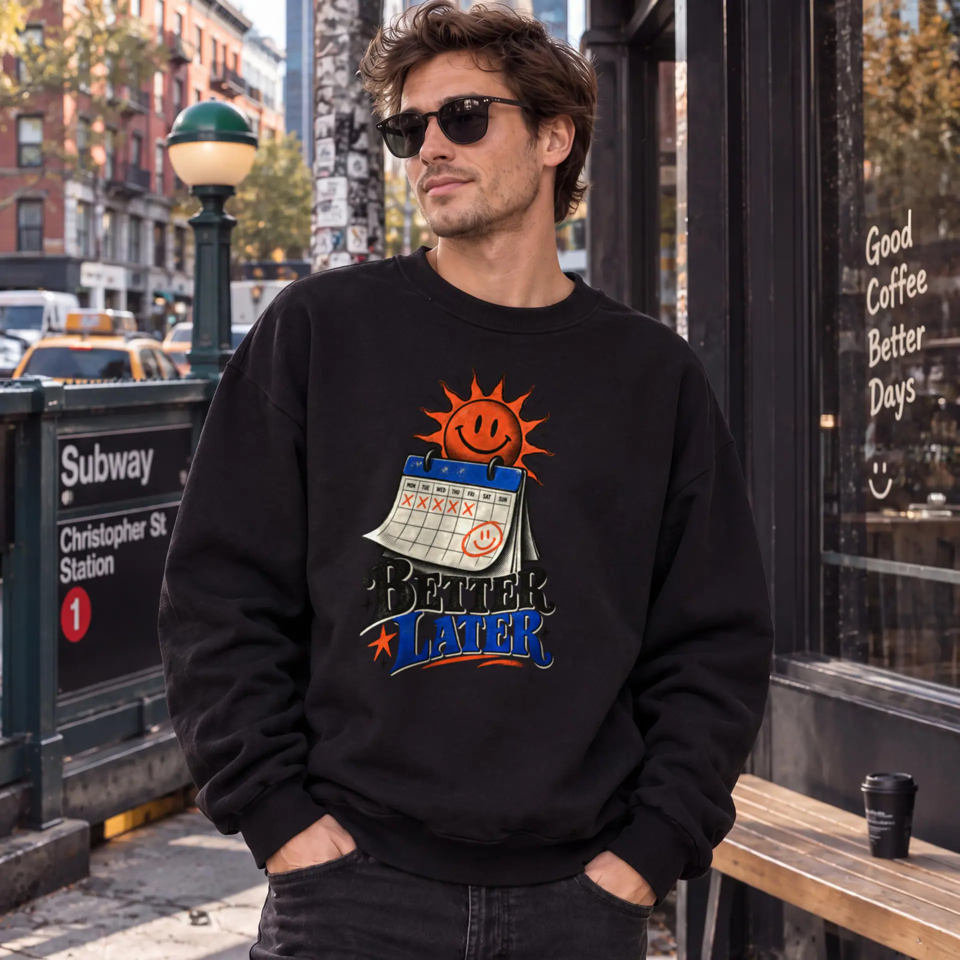 Better Later Crewneck in black — view 3
