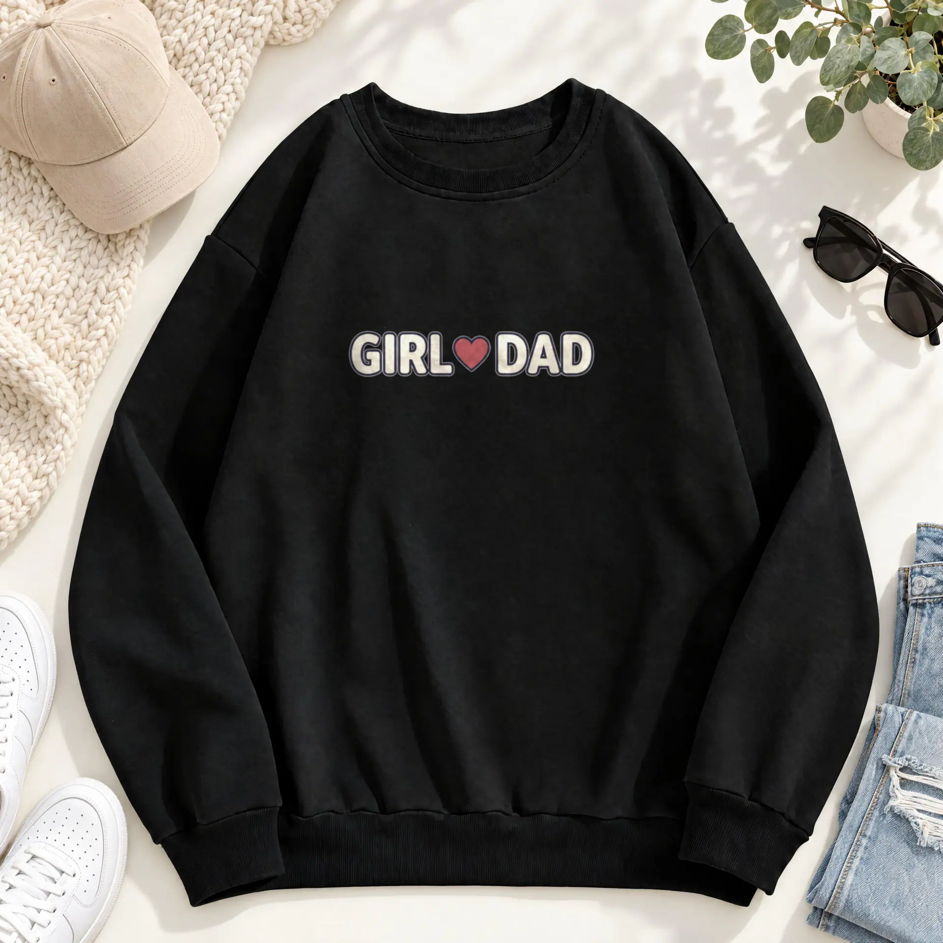 Girl Dad Crewneck in black — view 2