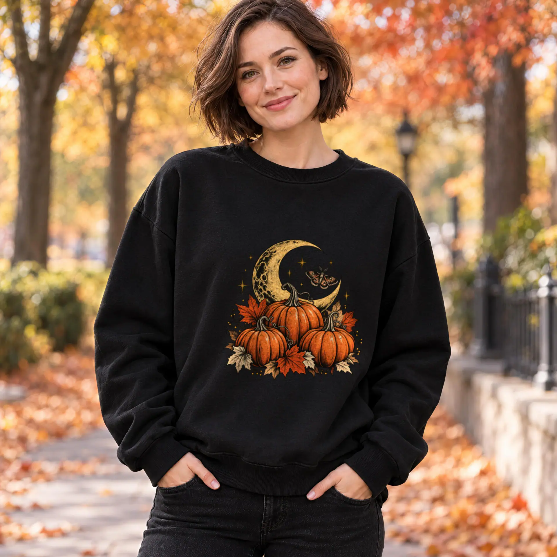 Harvest Moon Crewneck in black — view 3