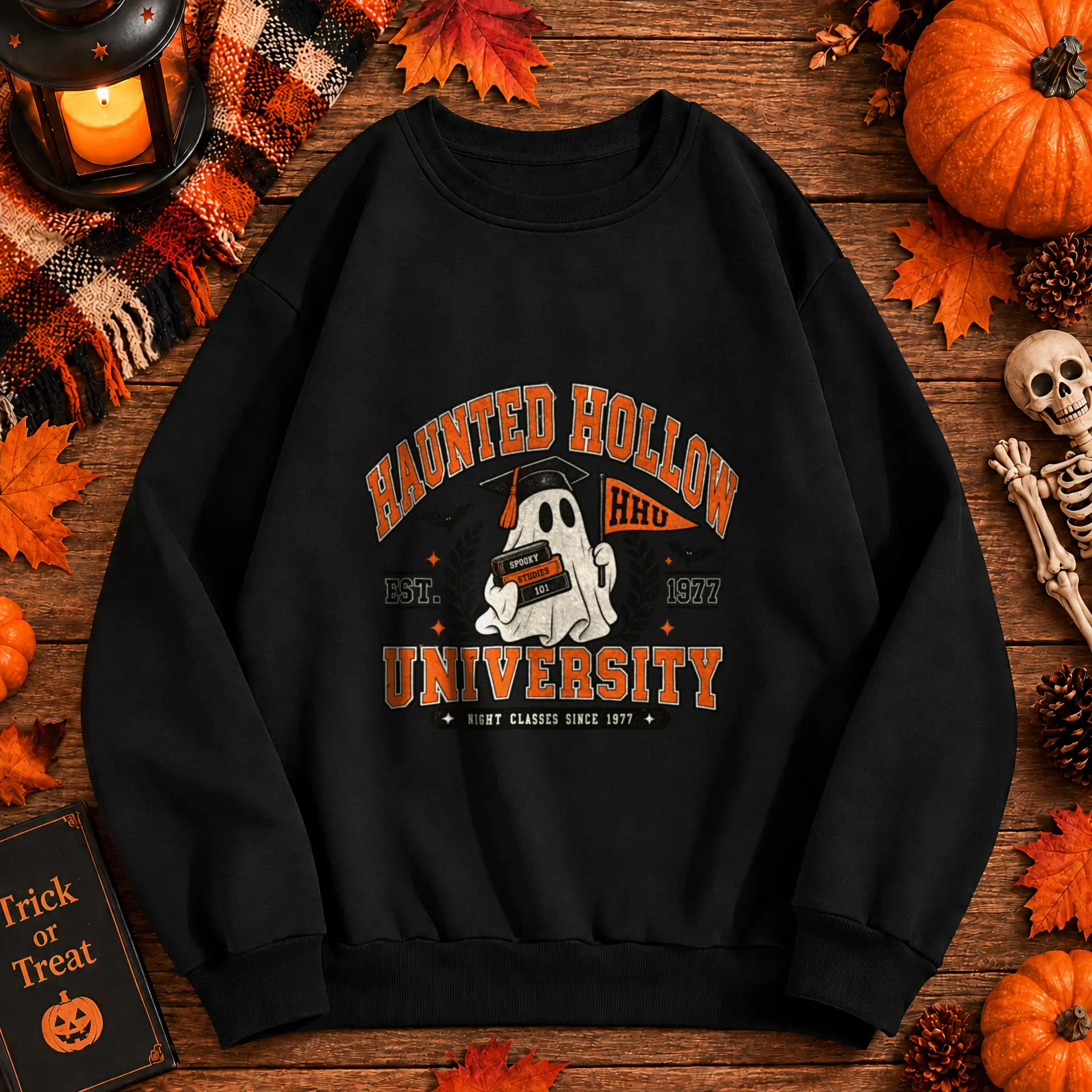 Haunted Hollow University Crewneck in black — view 2