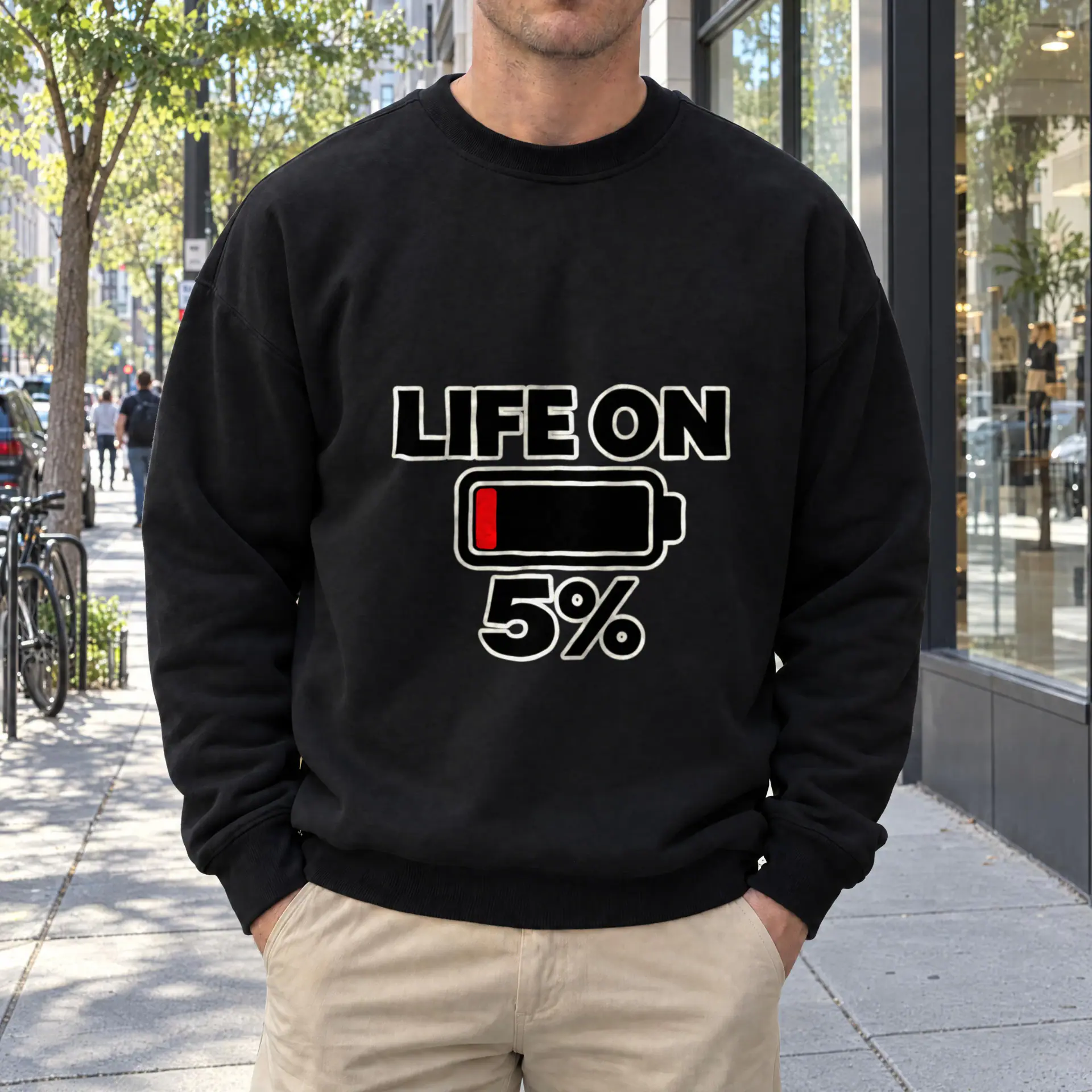 Life on 5% Crewneck in black — view 3