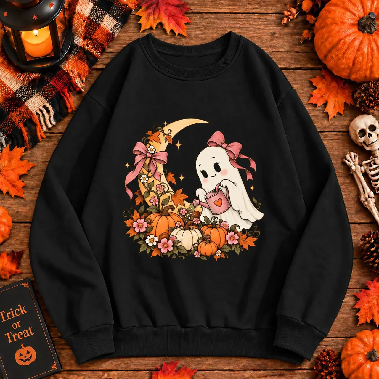 Moonlit Ghost Crewneck in black — view 3