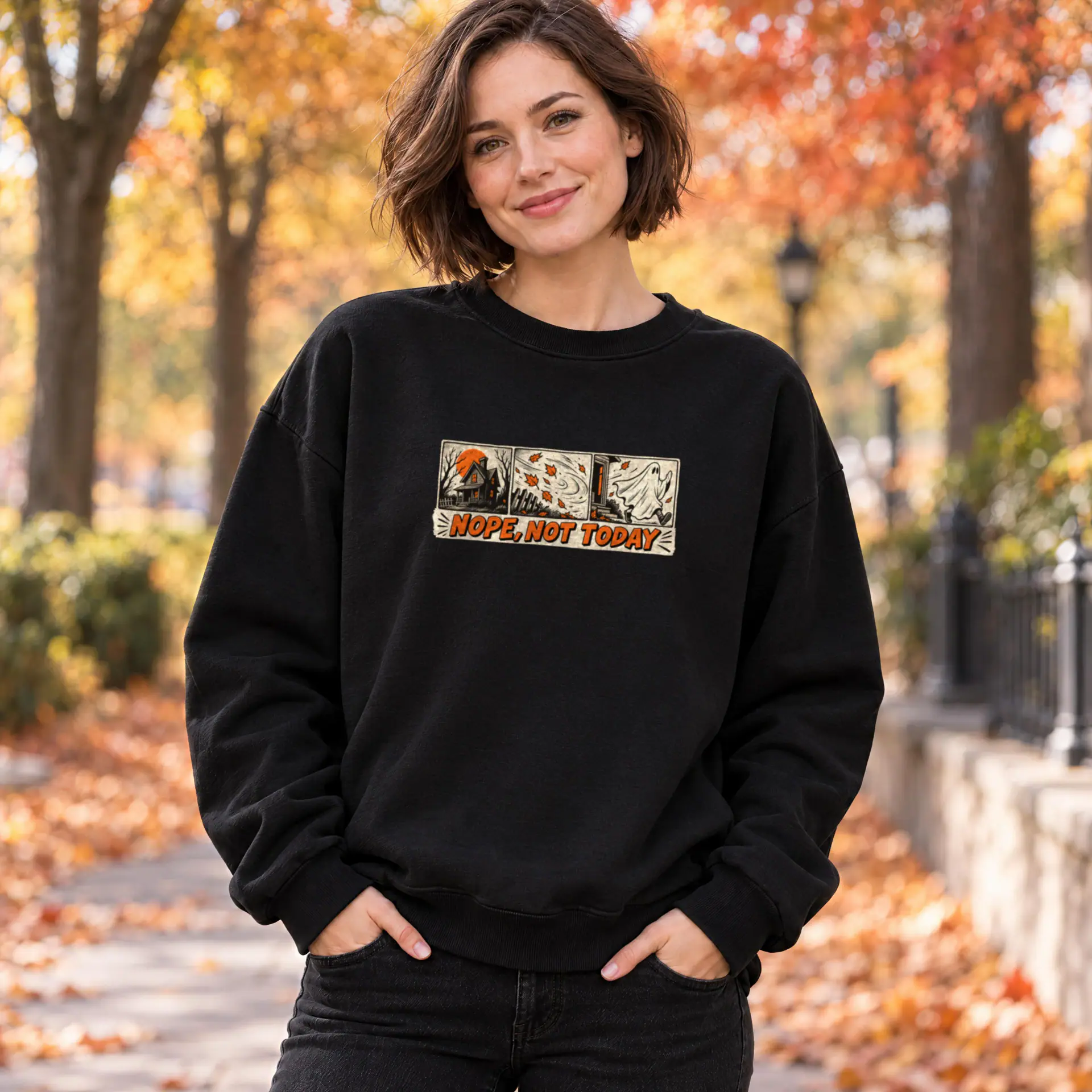 Nope, Not Today Crewneck in black — view 3