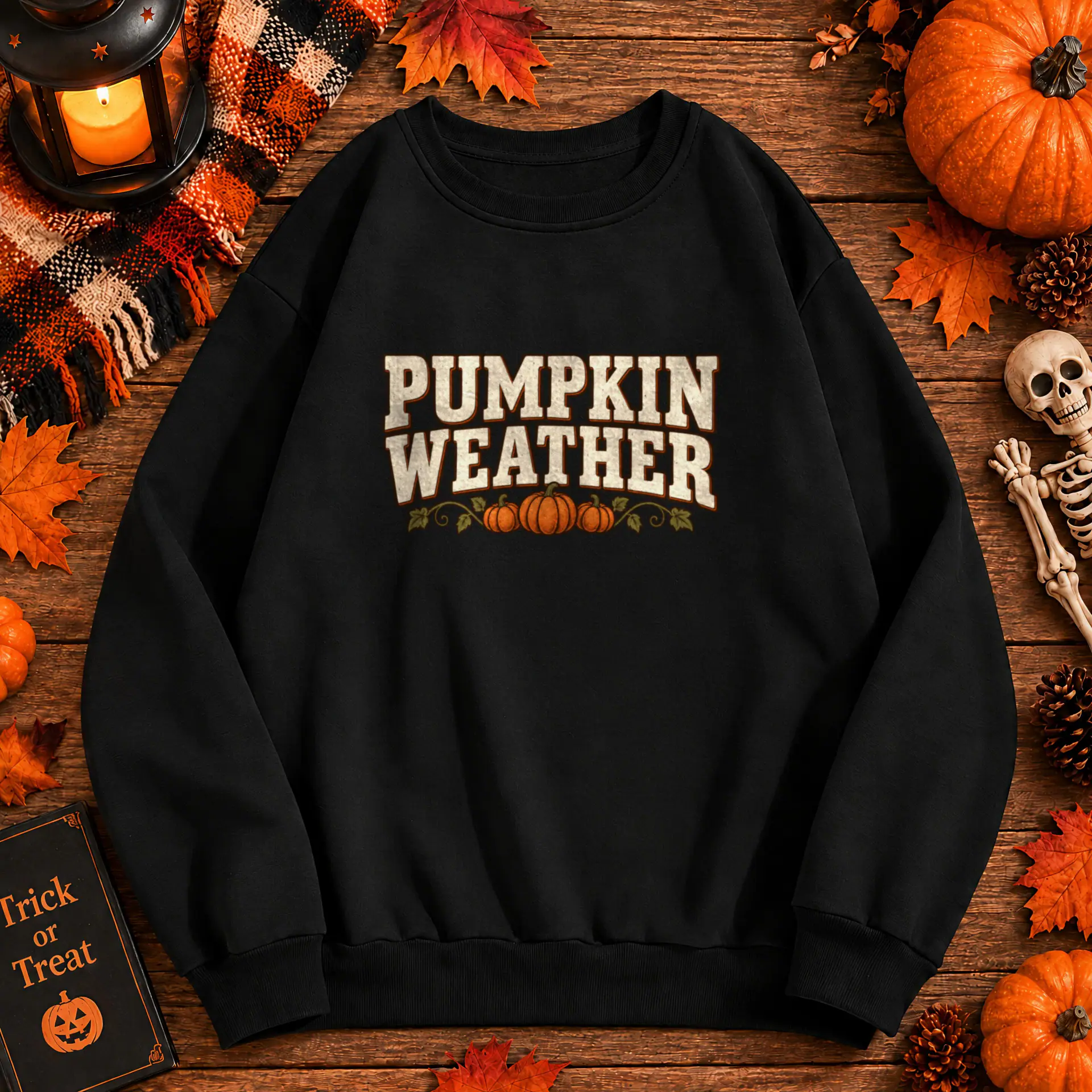 Pumpkin Weather Crewneck in black — view 4