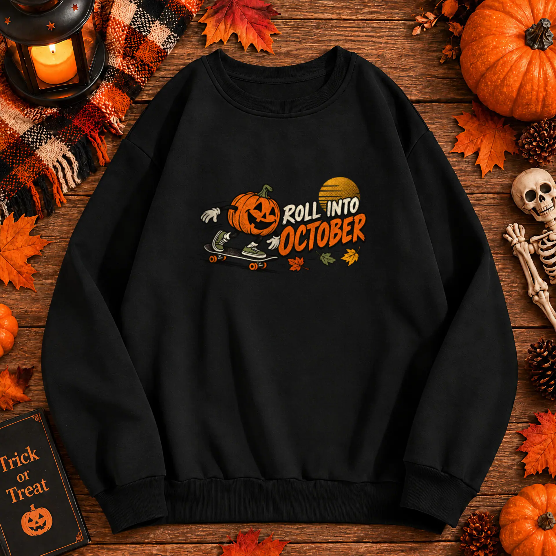 Roll Into October Crewneck in black — view 2