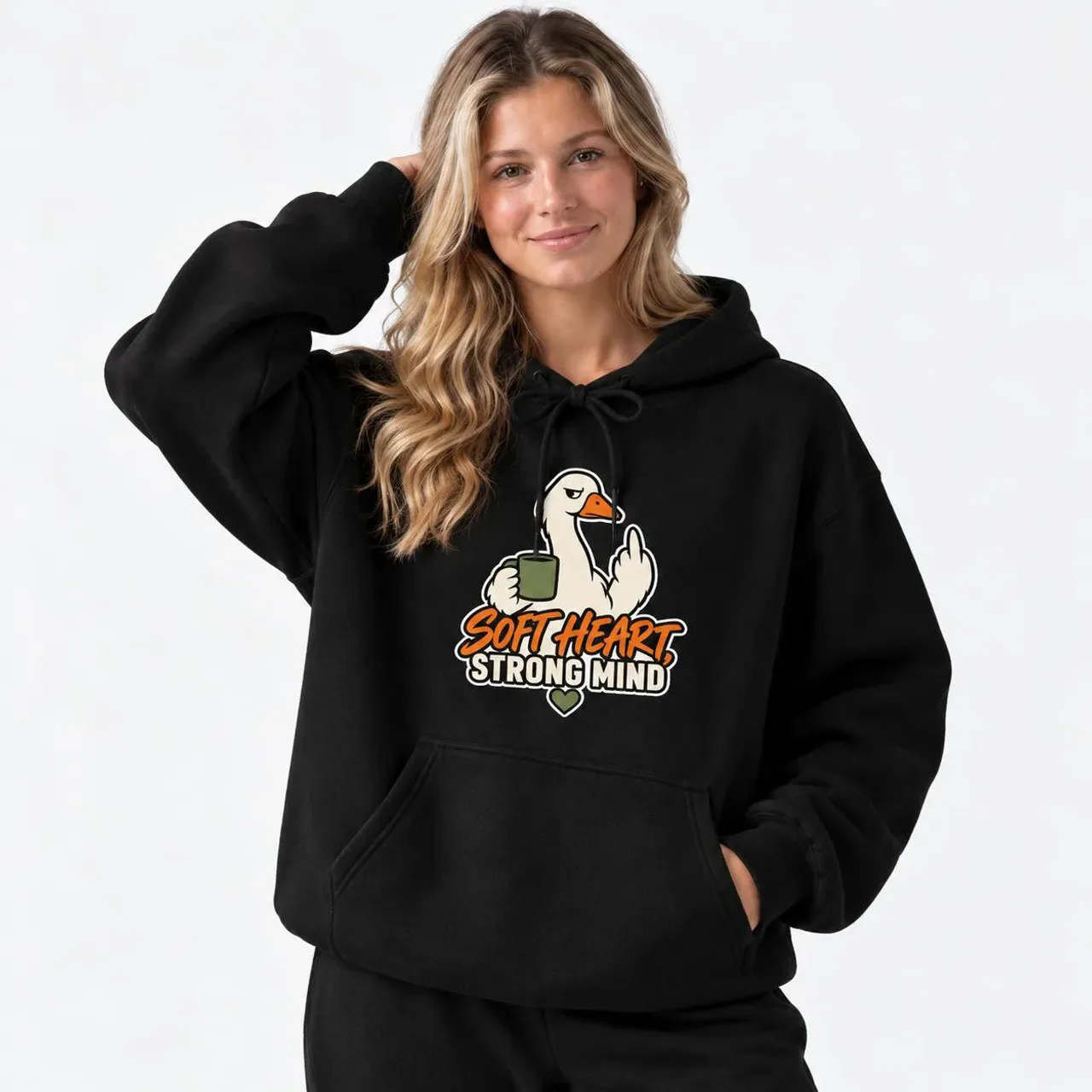 Soft Heart, Strong Mind Hoodie in black — view 3