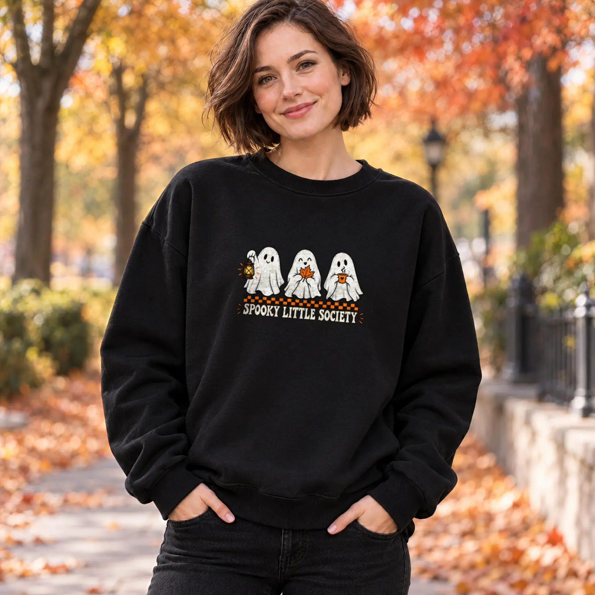 Spooky Little Society Crewneck in black — view 3